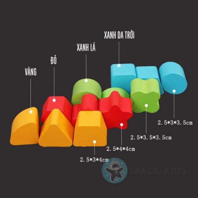 Đồ chơi gỗ cho bé ô tô thả hình khối và lắp ghép số thông minh, đồ chơi montessori giáo dục phát triển trí tuệ