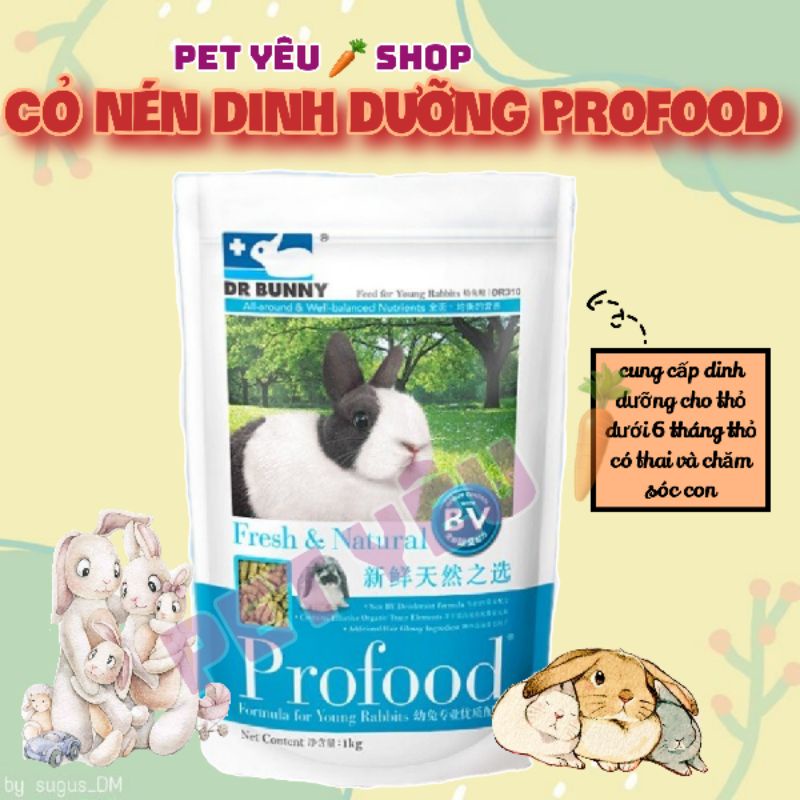 Cỏ nén Profood (1KG) Date mới thức ăn thỏ con và thỏ mẹ mang thai và chăm.sóc con