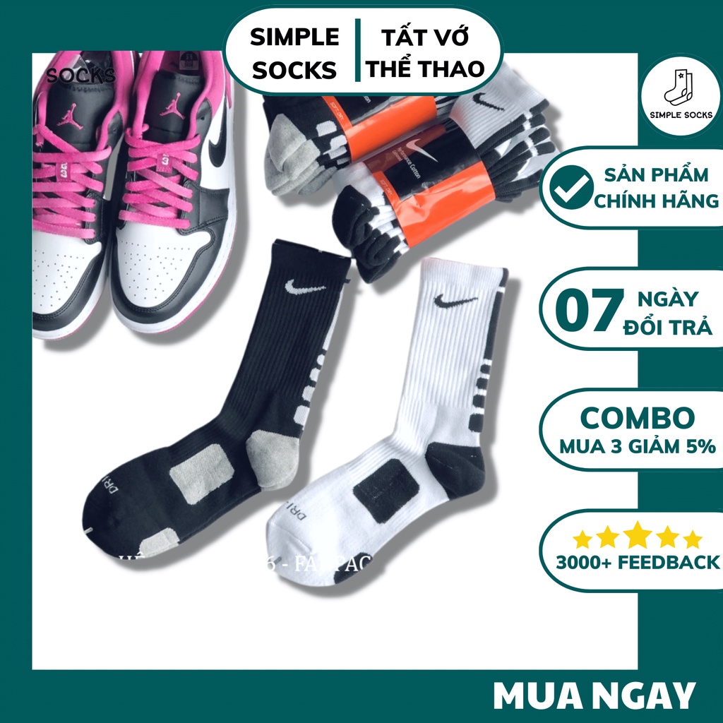 Tất Nike Bóng Rổ Dri Fit 💖FREESHIP💖 Vớ Nam Chính Hãng - Chất Cotton Thấm Hút Mồ Hôi Chống Hôi Chân Khi Chơi Thể Thao