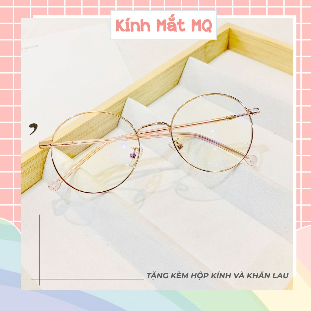 Gọng kính cận nam nữ tròn vintage mảnh nhẹ Nobita 2626 dễ đeo, Kính mắt MQ nhận lắp cận 0-6 độ