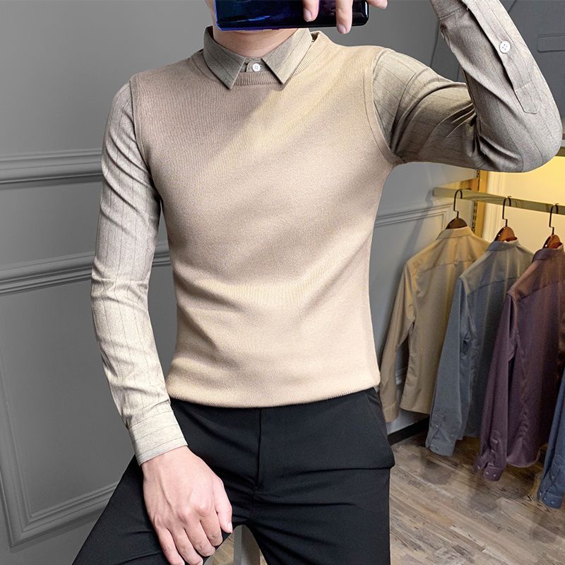Áo Sweater Dệt Kim Tay Dài Dáng Ôm Thời Trang Công Sở Cho Nam Giới
