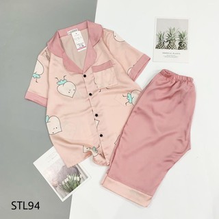 Đồ Ngủ Pijama Lụa Satin Tay Ngắn Quần Lửng Siêu Xinh, Mềm Mịn, Độc Lạ Khó Tìm, Sanh Chảnh Hàn Quốc sexy 👈