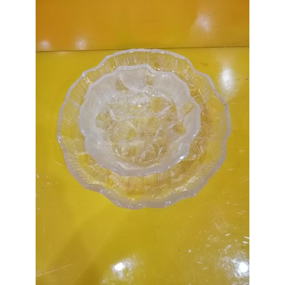 Bộ đĩa và tô pha lê nội địa Nhật dày đẹp, đĩa size 27cm, cao 5cm, tô size 18cm, cao 5cm (mã 921)