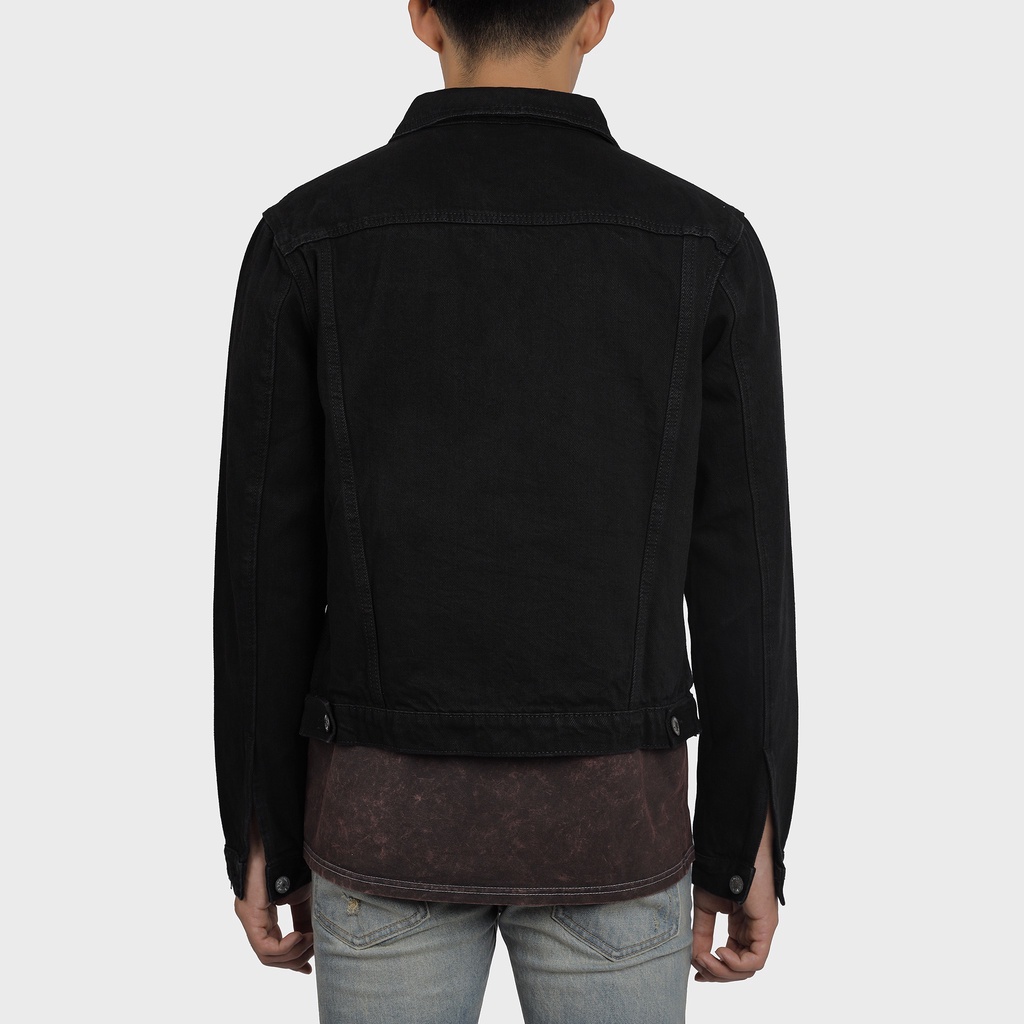 Áo Khoác Jean The Luyn Black Màu Đen Trơn Dáng Ngắn Phối Nút Vải Cao Cấp Không Phai Dành Cho Nam