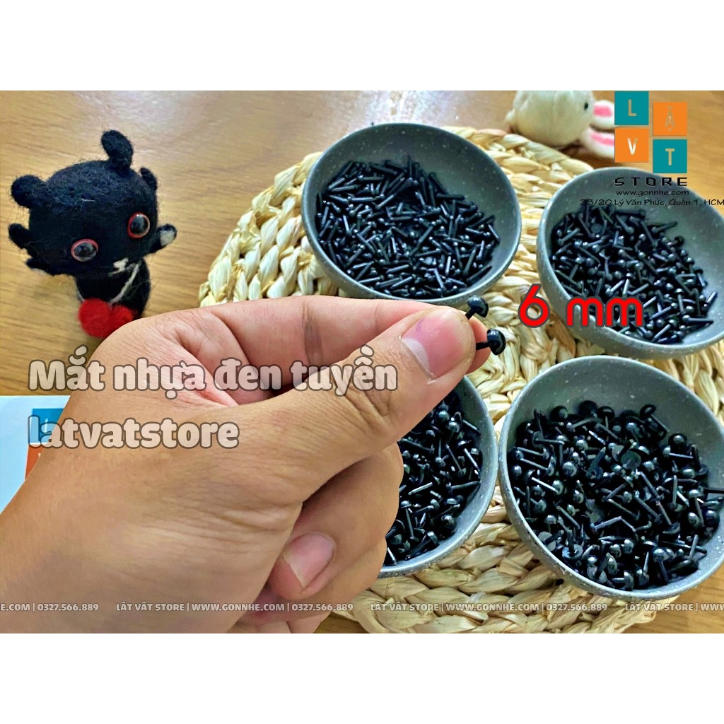 [FREESHIP TỪ 50K] [Hình Thật- Giá Rẻ] Mắt nhựa đen tuyền chân thẳng - Làm Handmade - Mắt Thú - Mắt búp bê