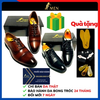 Giày da nam giày công sở đẹp cao cấp giày tây có dây buộc sang trọng nam tính da bò thật 100% KMEN K07
