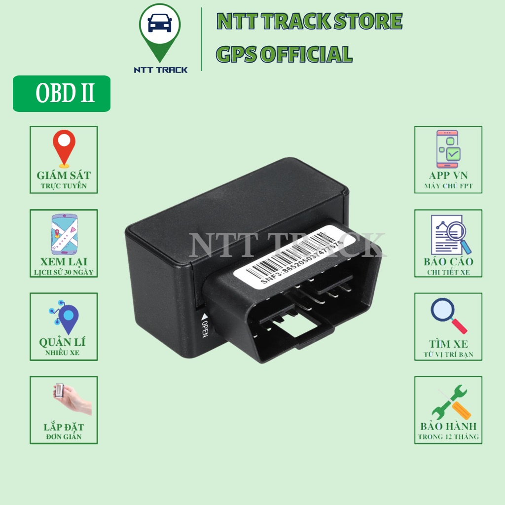 Thiết bị định vị xe hơi cắm cổng OBD 2 không cần lắp đặt, thiết bị giám sát hành trình NTT206 OBD II - NTT TRACK