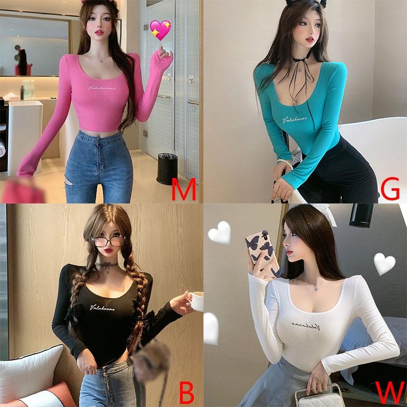 Áo Thun Cổ Tròn Dáng Ôm In Chữ Phong Cách Hàn Quốc Thời Trang Cho Phụ Nữ