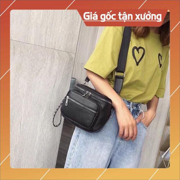 Túi Xách Nữ Đeo Chéo Da Màu Đen Dáng Hộp Khỏe Khoắn Nhiều Ngăn S334