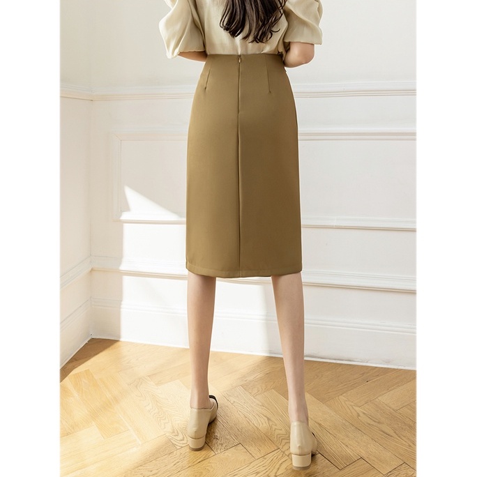 Chân Váy Xẻ Tà Lưng Cao Thời Trang Thanh Lịch Cho Nữ