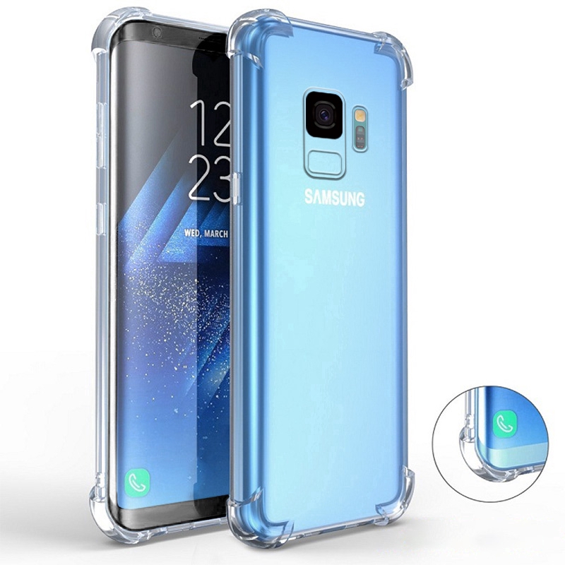 Ốp điện thoại TPU trong suốt chống sốc cho Samsung Galaxy S9 S8 Plus A6 A9 J4 Plus 2018 A7 A750 2018