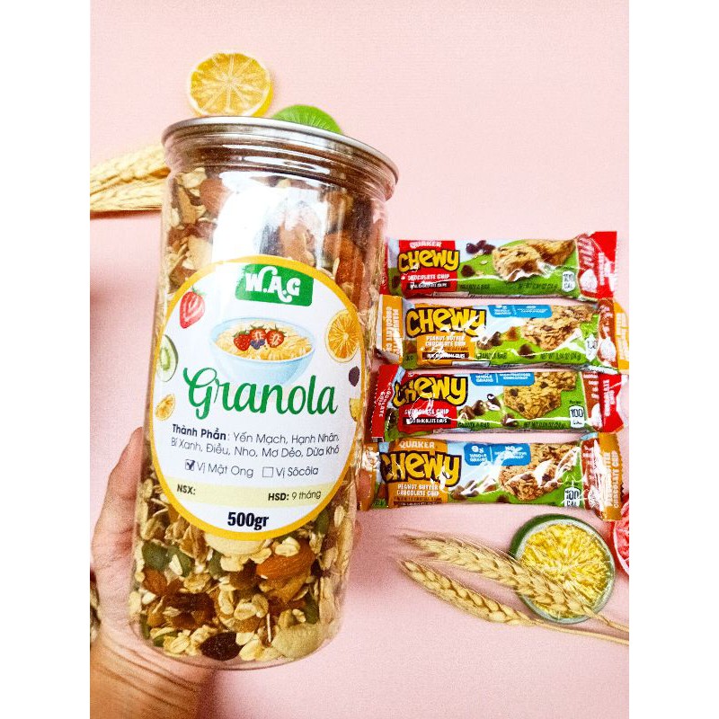 Granola 2 Vị (cao cấp), ngũ cốc ăn kiêng nhiều hạt (500gr) (70%hạt + 30% yến mạch) | BigBuy360 - bigbuy360.vn