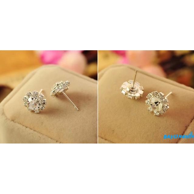 Bông tai mạ bạc đính đá pha lê thời trang cho nữ