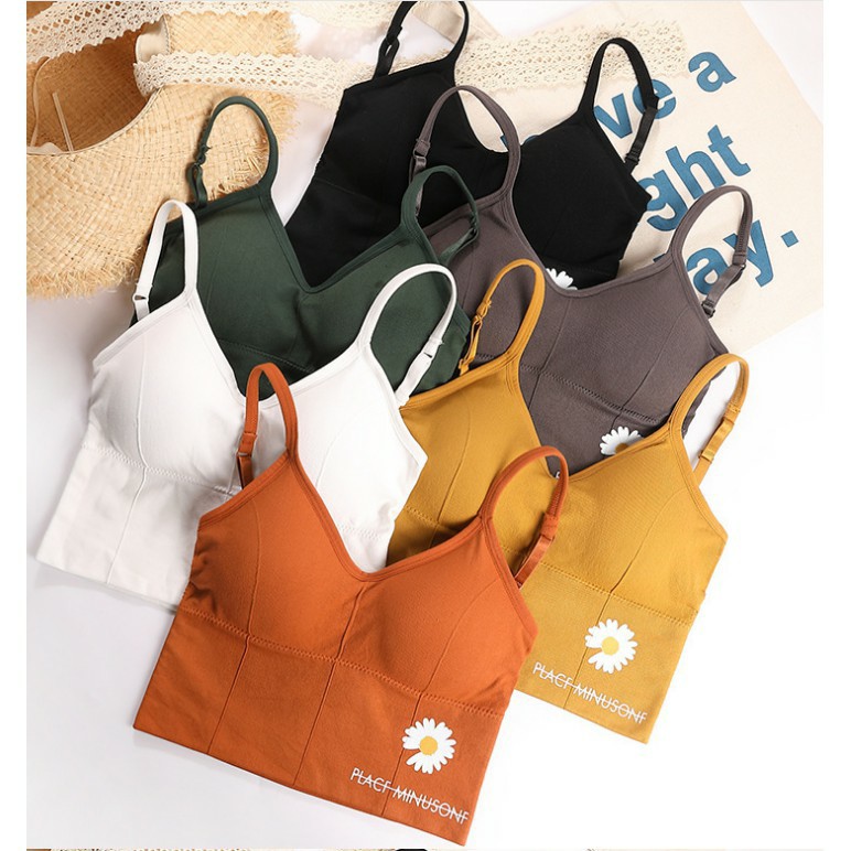 Áo BRA Len Tăm Hoa Cúc Tập GYM, YOGA Khoét Lưng Cao Cấp - 006BRA28