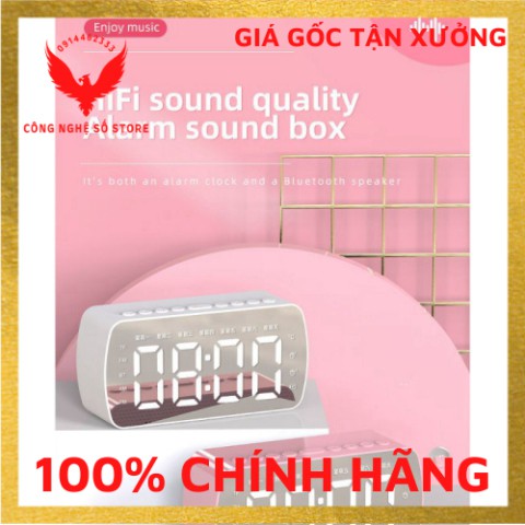 (Hàng có sẵn) Loa Bluetooth mặt gương hiển thị LED- Loa Bluetooth- Đài FM- Đồng Hồ Báo Thức