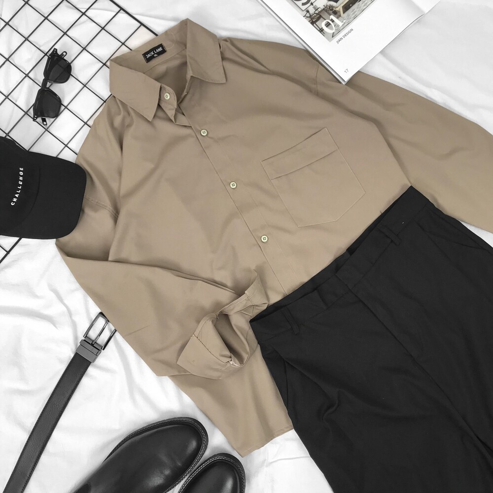 Áo sơmi dài tay Basic, JACKLANE, Áo sơmi dài tay Unisex Jack Lane | BigBuy360 - bigbuy360.vn