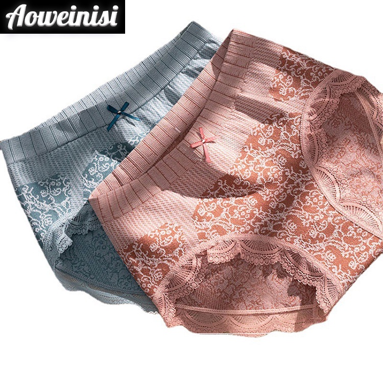 Quần lót AOWEINISI phối ren không in hằn vết thoáng khí thời trang quyến rũ dành cho nữ