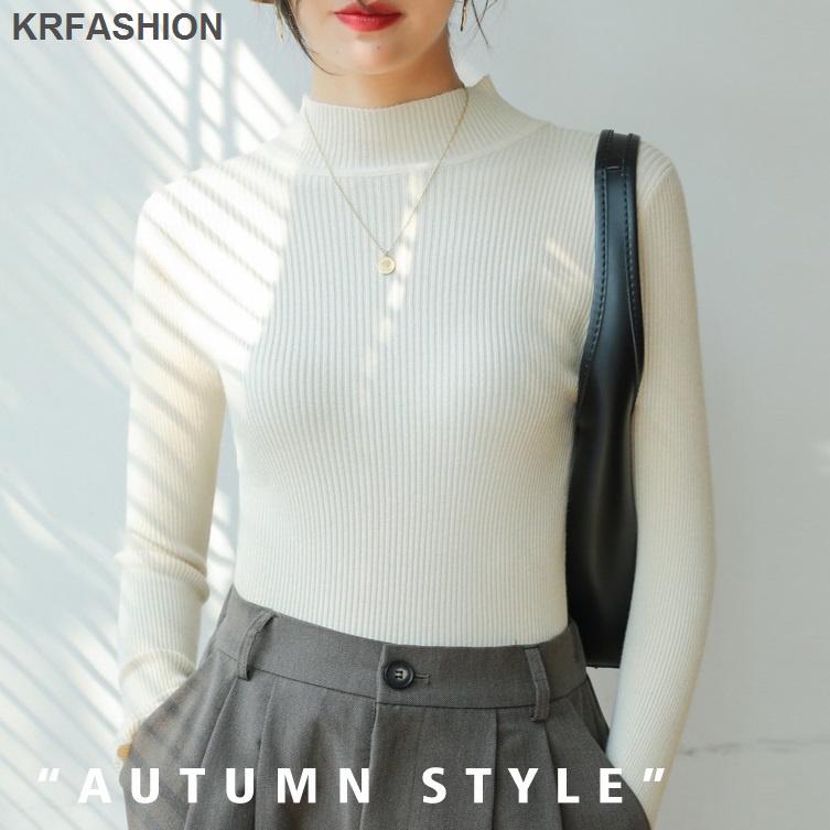 Áo len nữ thu đông AL203 KRFashion trơn ôm body mềm mịn co giãn loại 1 nhiều màu trend Korea dễ phối đồ