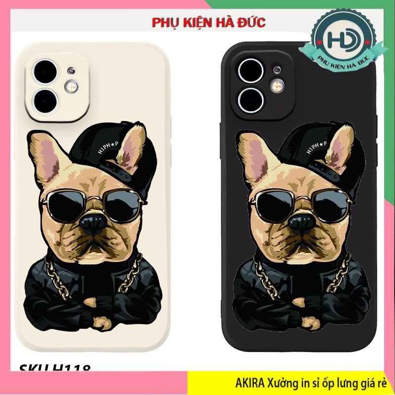 Ốp lưng chó bull đeo kính iphone 14/14Pro/14Plus/14Promax dẻo mềm cạnh vuông chống sốc bảo vệ camera Mã H118  Akira case