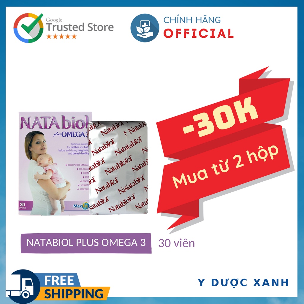 Mua [Chính Hãng] NATABIOL PLUS OMEGA 3, 30 viên, Viên uống vitamin tổng hợp cho bà bầu, mang thai - Y Dược Xanh