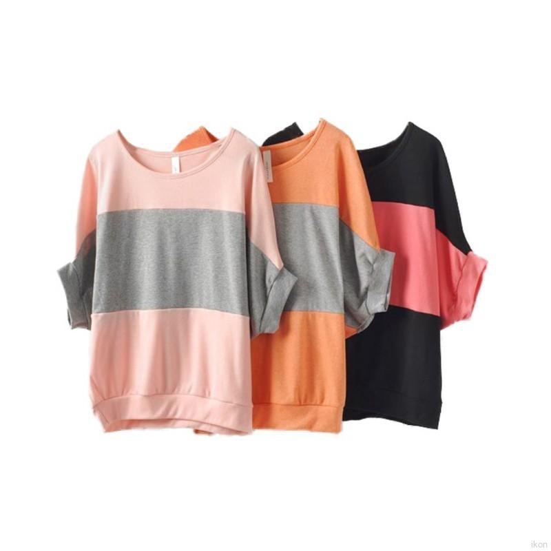 FREESHIP ĐƠN 99K_ Áo kiểu cánh dơi cổ tròn phối màu cho nữ