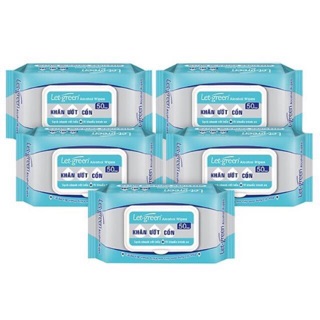Combo 5 gói Khăn ướt Cồn Letgreen 50 tờ