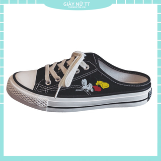 Giày Lười canvas Chống Trượt In Hình Chuột Mickey