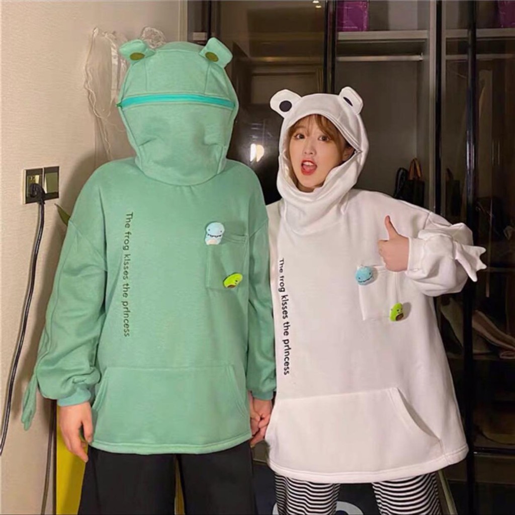 Áo Hoodie Mũ Ếch Khóa Zip 🌺 Áo khoác hoodie nỉ nữ form rộng kiểu dáng cá tính SIÊU HOT 🌺 | BigBuy360 - bigbuy360.vn