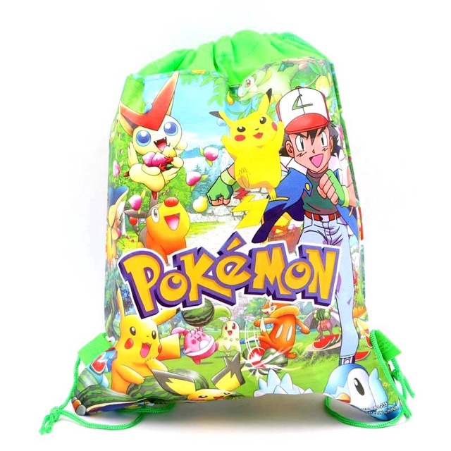 Balo Dây Rút Vải Không Dệt Hình Pikachu Pokemon Cho Trẻ Em