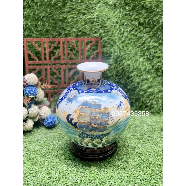 Bình hút lộc thuận buồm xuôi gió 3D gốm sứ Bát Tràng