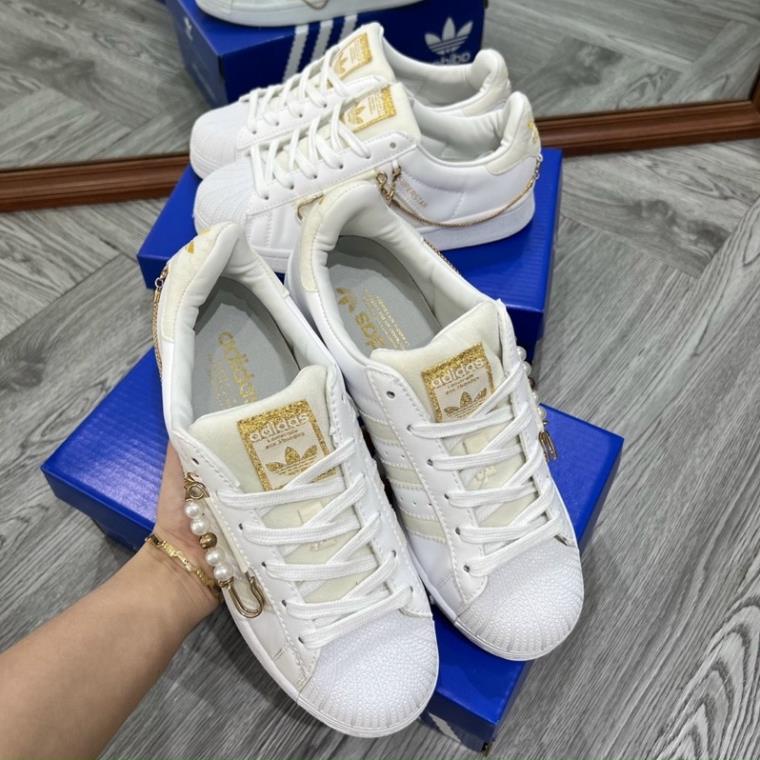 |  KHOAI SNEAKER| Giày thể thao adidas superstar sò trắng charm vàng bản đẹp 2022 full box - bill - giấy gói