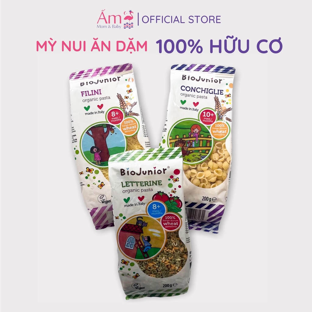 Mỳ Nui Ăn Dặm Hữu Cơ Ấm Baby NK Organic Cho Bé Từ 8 Tháng Giàu Chất Dinh Dưỡng Thực Phẩm Sạch 70G/200G Ấm Gift Decor