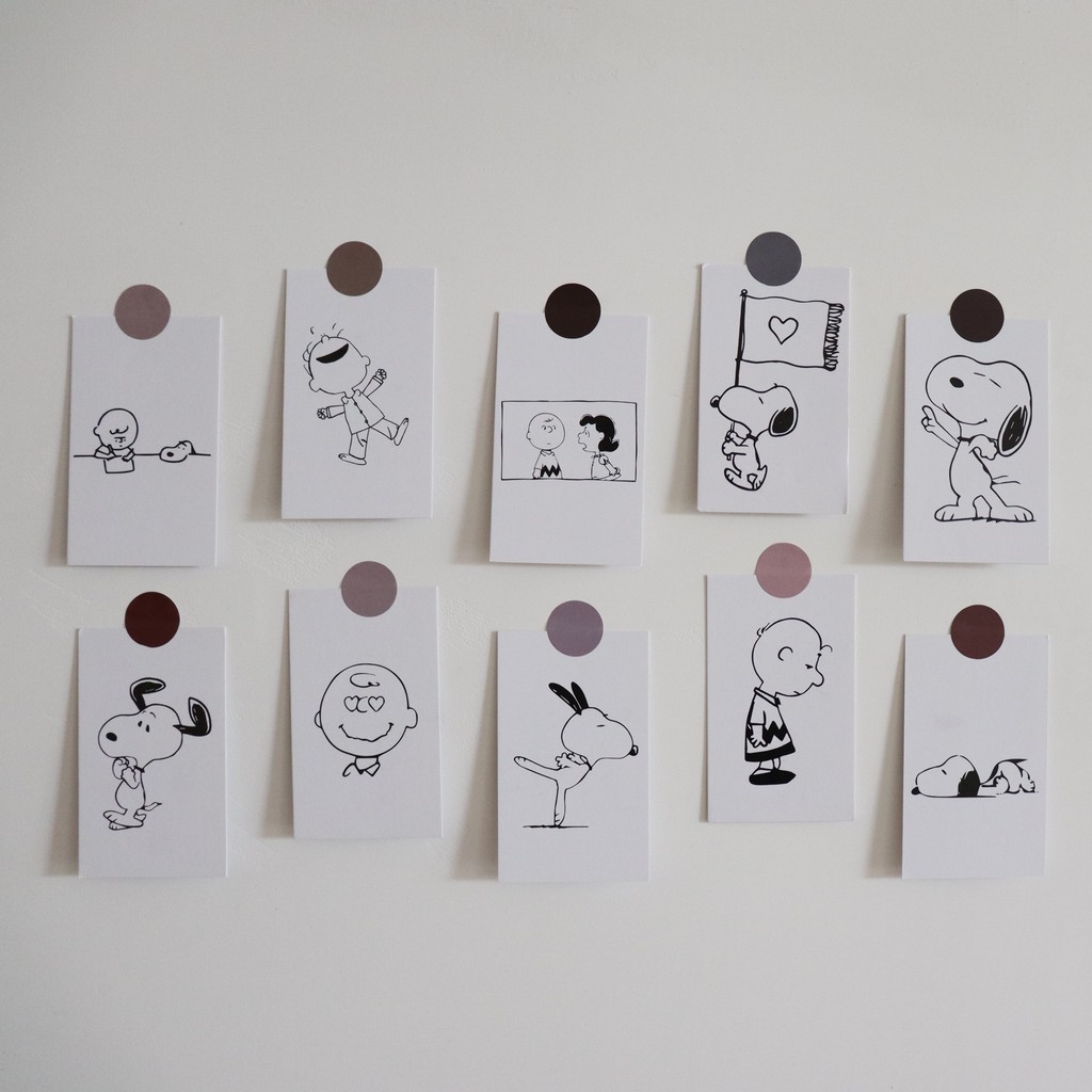 Set 10 thẻ hình chú chó Snoopy dành cho trang trí