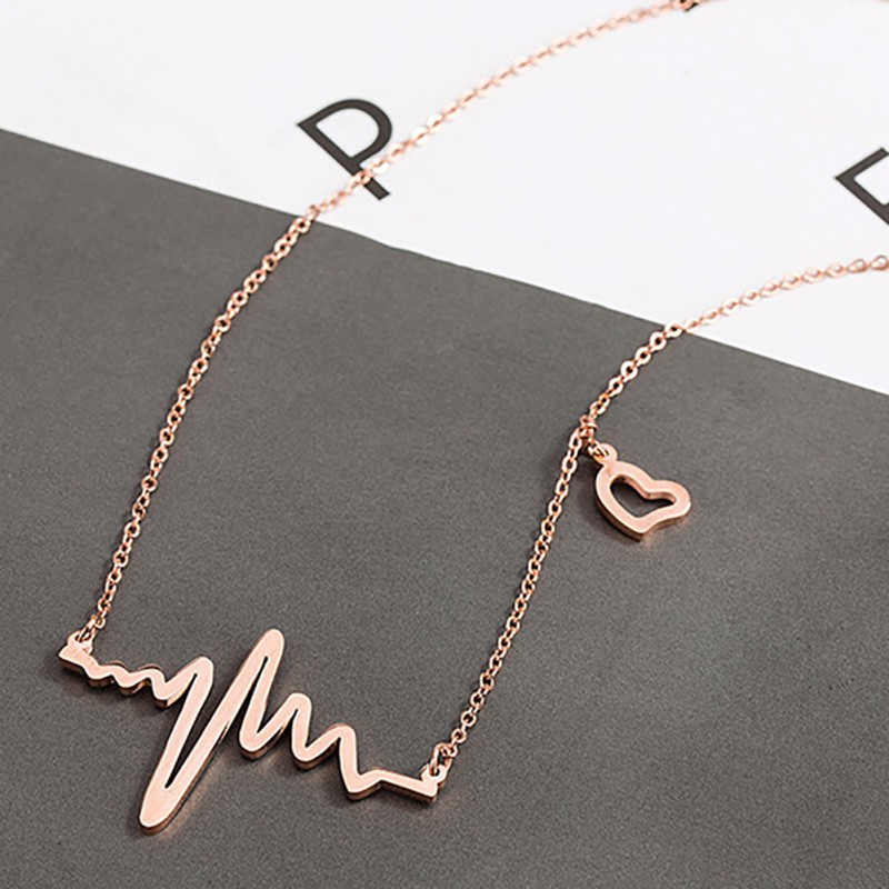 Dây chuyền nữ mặt hình ECG và trái tim xinh xắn