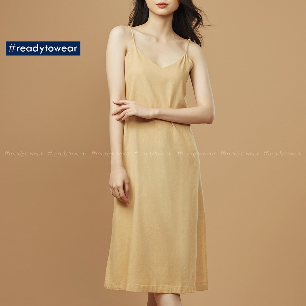 Đầm 2 dây xuông maxi - Váy hai dây dài suông xẻ tà hai bên - linen camisole dress D01 | BigBuy360 - bigbuy360.vn