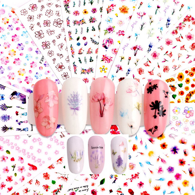 Nail Sticker Hoa Mẫu Đẹp Dán Móng Tay - Lẻ 1 Tấm