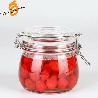 Hũ thủy tinh nắp cài kim loại 500ml cao cấp