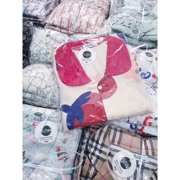 (Hình thật) Set Đồ bộ Pijama - Bộ lụa mango mặc nhà tay dài cổ sen | BigBuy360 - bigbuy360.vn
