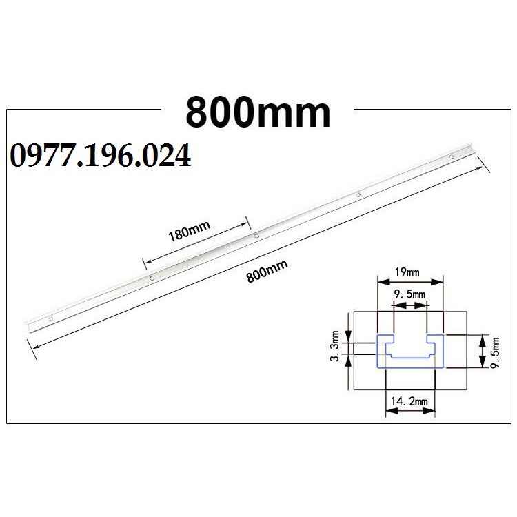 Thanh ray trượt bàn cưa kích thước 50-60-80-122mm