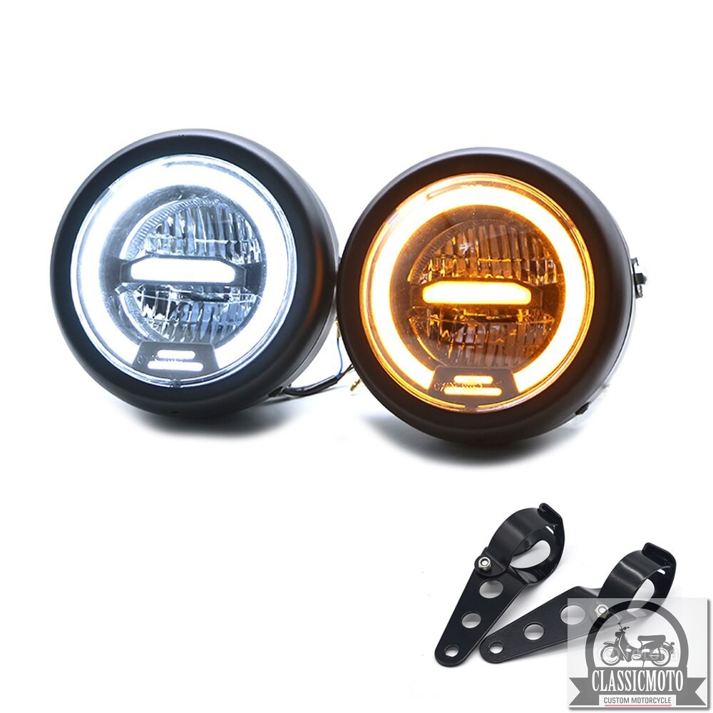 Đèn pha led ⭐𝑭𝑹𝑬𝑬𝑺𝑯𝑰𝑷⭐  Đèn pha led xe máy class độ Harley Cafe Racer Chopper Bobber CG125 GN125