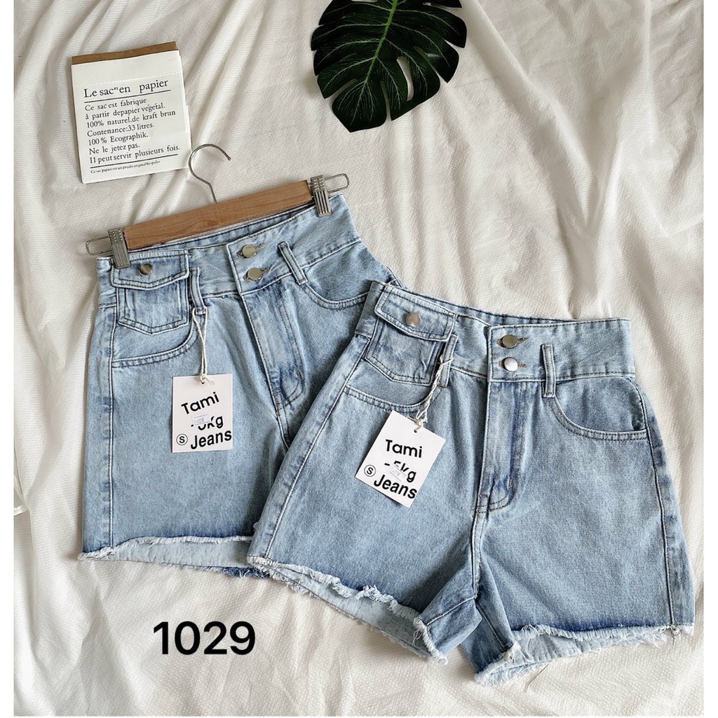 Quần short jean nữ có túi nắp,quần short lưng cao -Hàng VNXK-KingJean