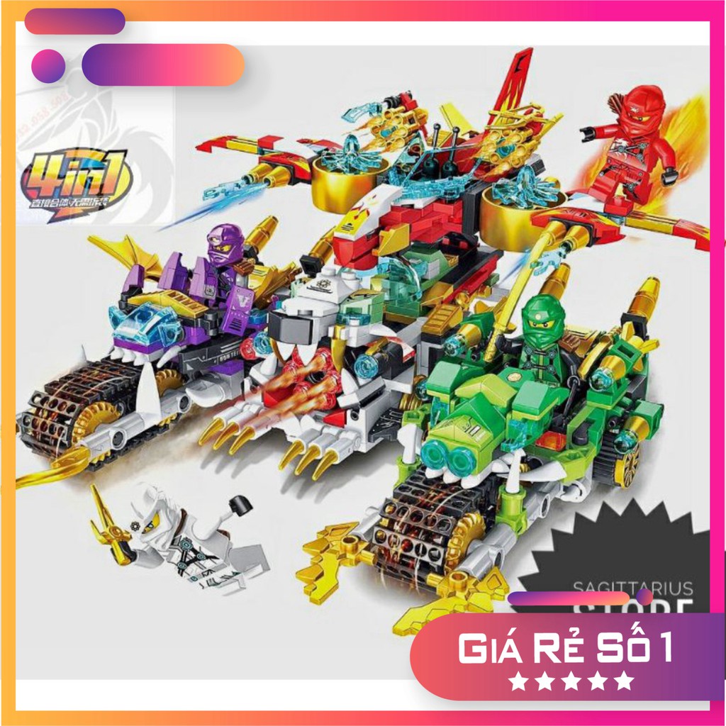 Combo 4 Hộp Lego HEIMA 7058 Lắp Ráp Chiến Xa Ninjago Kết Hợp Từ 4 Phương Tiện ( 809+ Mảnh - đủ 4 hộp ) [Hot]