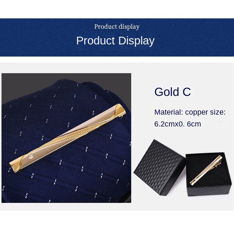 Kẹp Cà Vạt Hình Chữ C Màu Vàng Phong Cách Hàn Quốc Đơn Giản Thời Trang Cho Nam