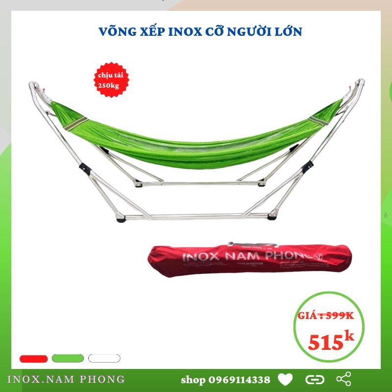 Võng xếp người lớn khung võng inox 304 kèm lưới võng NP02