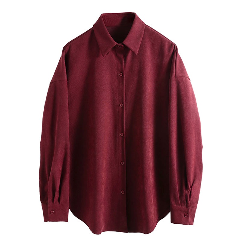 Áo sơ mi nữ SUXI dài tay cổ bẻ dáng rộng thanh lịch