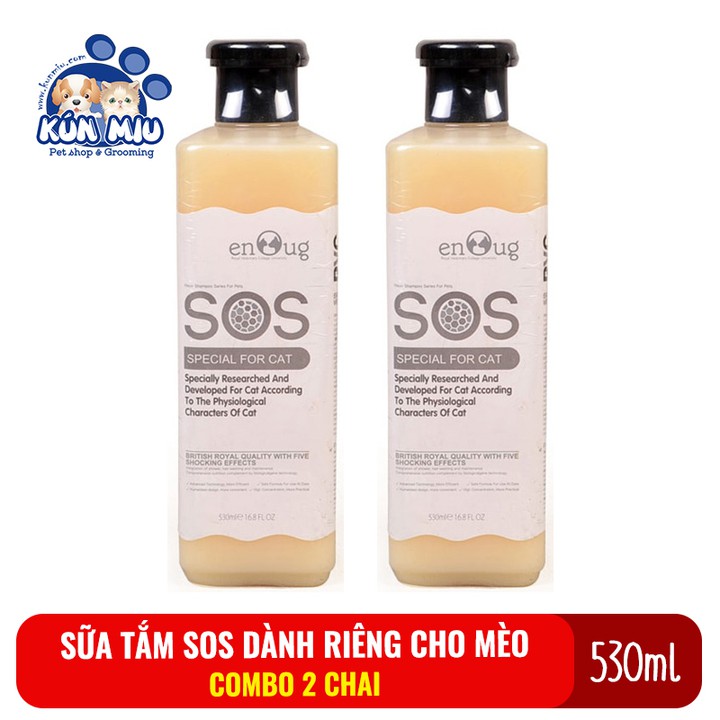 2 chai Sữa tắm SOS dành riêng cho mèo chai 530ml màu trắng sữa, hàng chính hãng