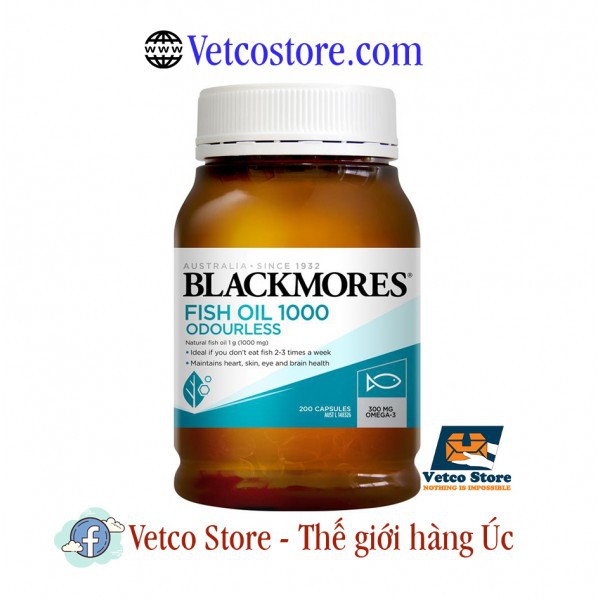 DẦU CÁ BLACKMORES 1000MG KHÔNG MÙI (HỘP 200 VIÊN)