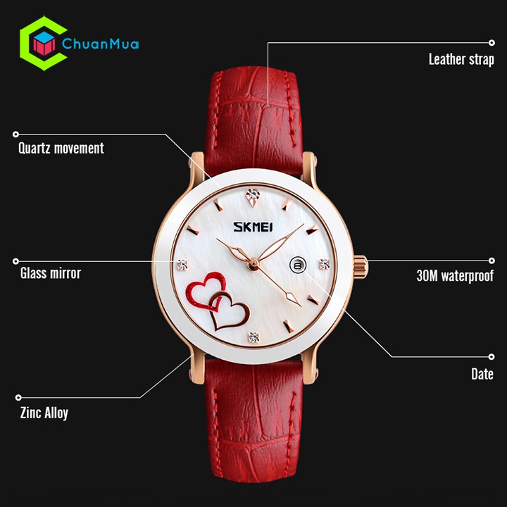 Đồng Hồ Nữ Dây Da SKMEI 9144 Có Lịch - DHA626