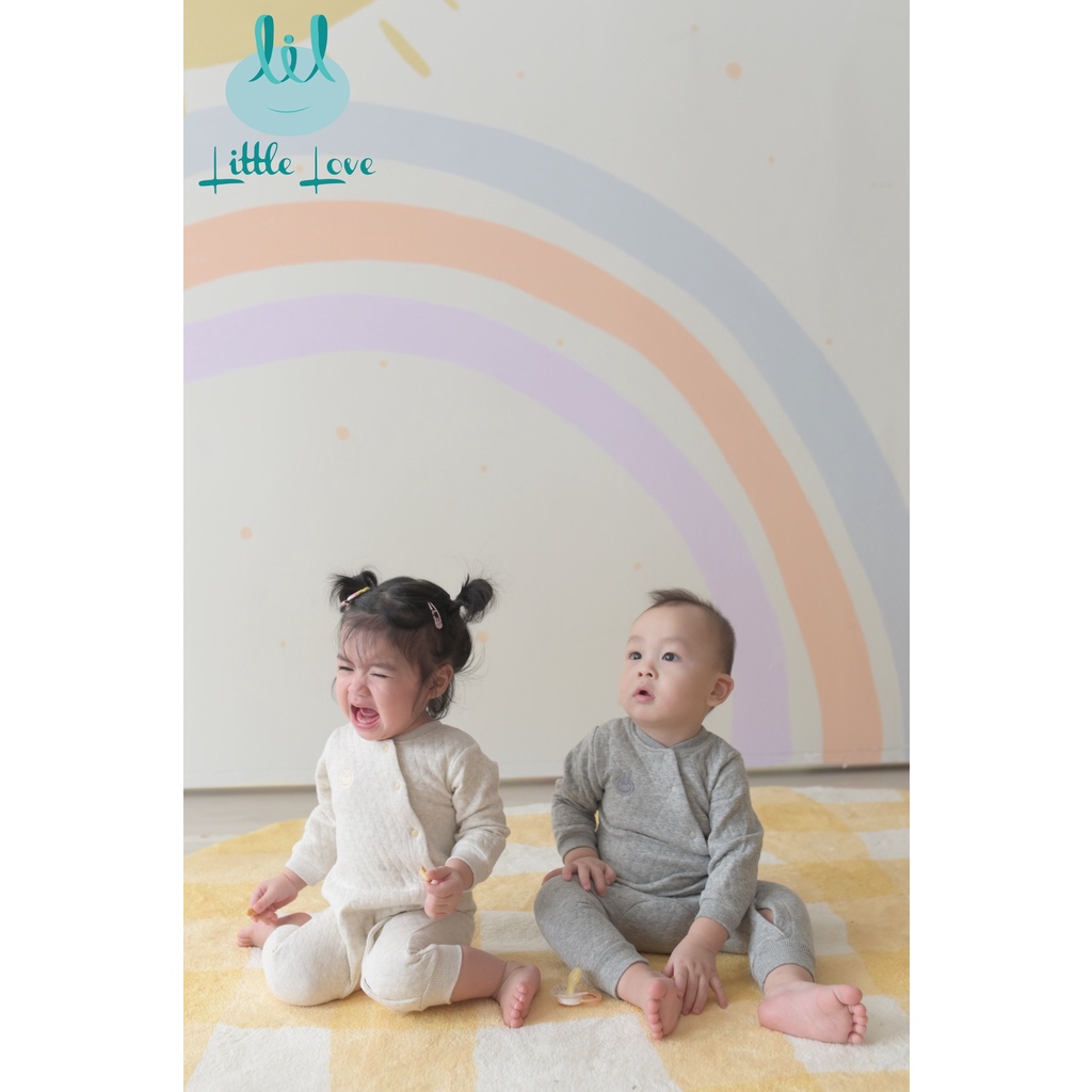 Bộ body dày cài lệch vải trám cho trẻ từ 0m đến 12m little love (LBD23)