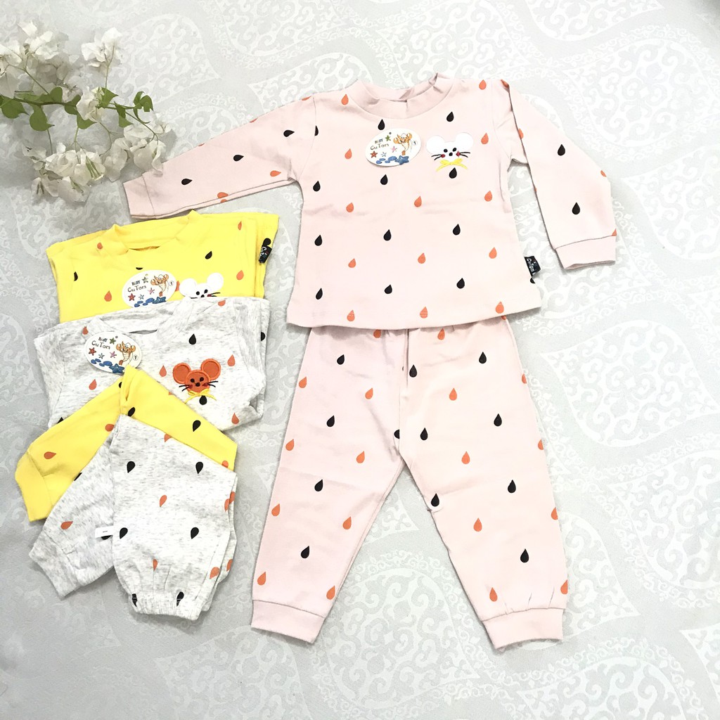 Bộ quần áo thu đông dài tay cổ 3 phân cho bé gái chất cực đẹp - Bắp Bơ Kids